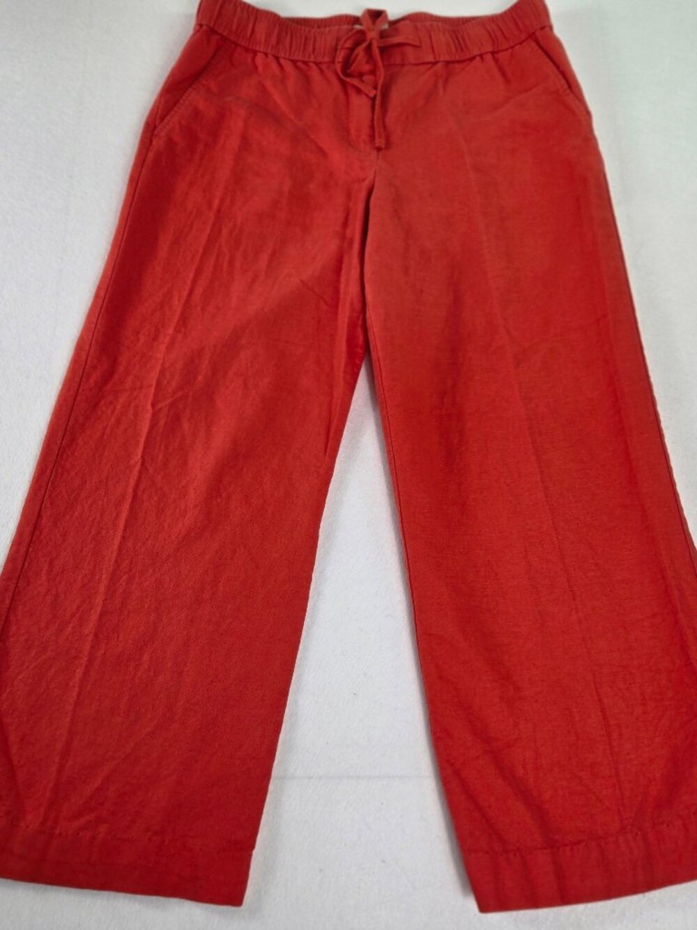 Loft Linen Blend Wide Leg Pants Red Size 8 55% linen 45% cotton  drawstring